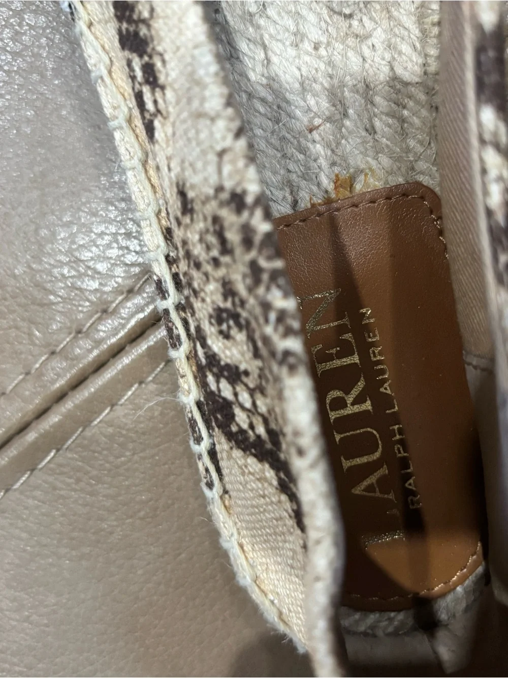 Ralph Lauren Women's Snake-Print Espadrilles in Beige and Brown